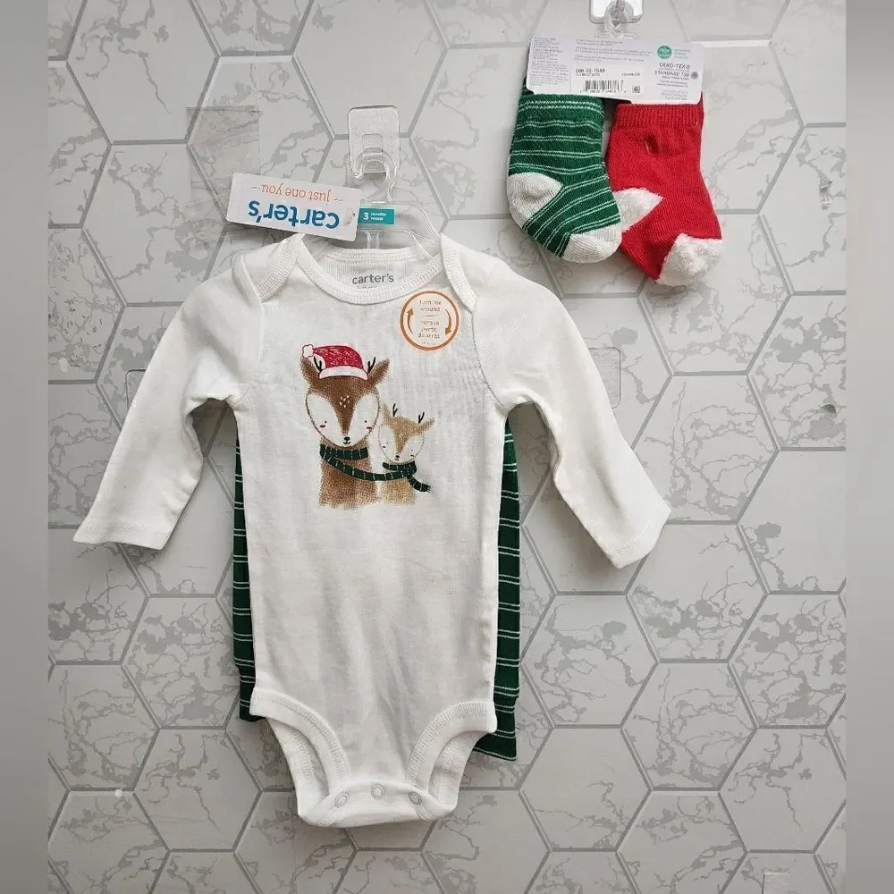 Carter's Christmas Deer Onesie & Pants Set, NEW